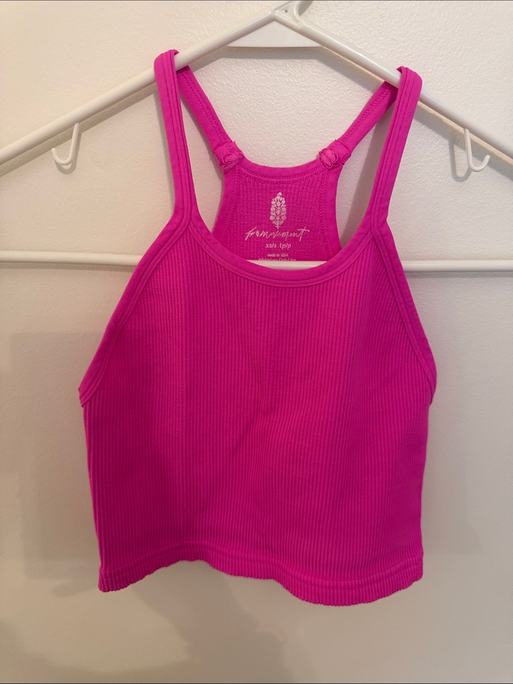 Free People Bright Fuchsia Ribbed Crop Tank